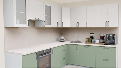 Кухня угловая Пастель зефир - Эмаль лесная